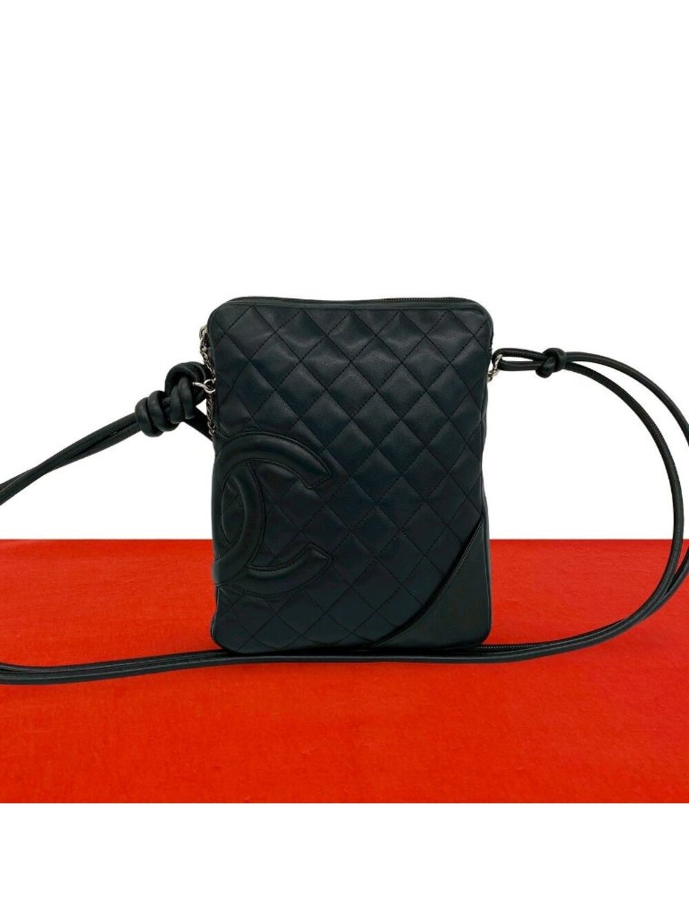 Chanel Vintage Cambon Line CC Logo Leather Mini Shoulder Bag Black